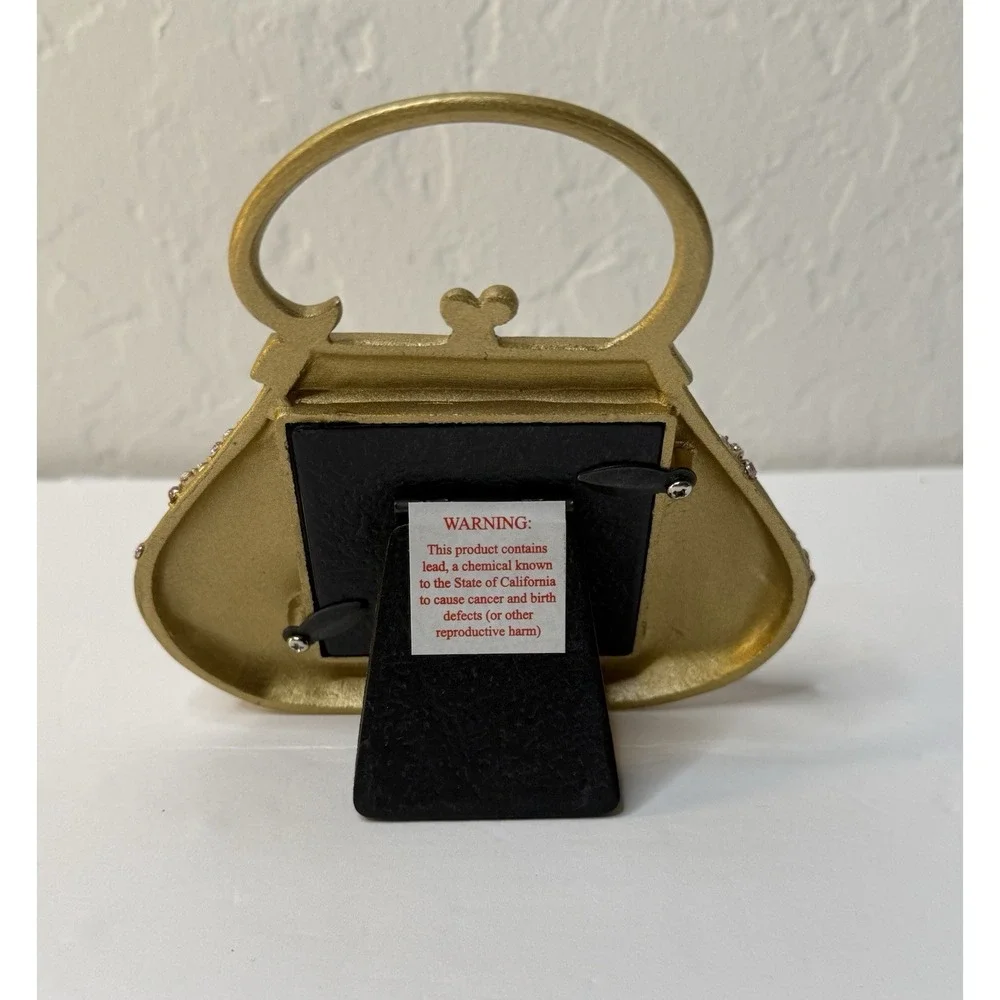 Aaron Brothers Small Picture Frame Purse Pearly Enamel Rhinestones 2x2 Photo New